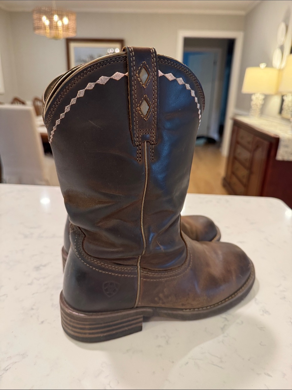 ARIAT Women’s Unbridled Roper Boots Dark Brown Leather Cowgirl Size 7.5 - Picture 11 of 15